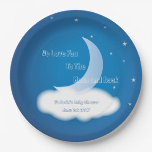 Love You to the Moon and Back - Blue BOY/GIRL Paper Plate