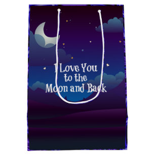 Love You to the Moon and Back, Blue Indigo Medium Gift Bag