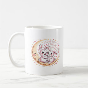 Love You To The Moon And Back Bunny Couple Love Wh Coffee Mug