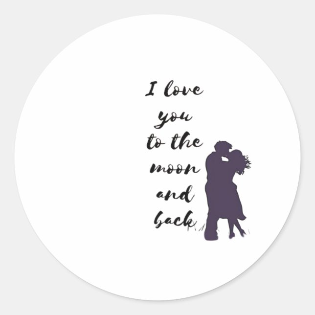 Love You To The Moon And Back Couple Moonlight Rom Classic Round Sticker (Front)