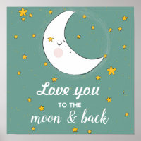 Love You to the Moon and Back Cute Illustration