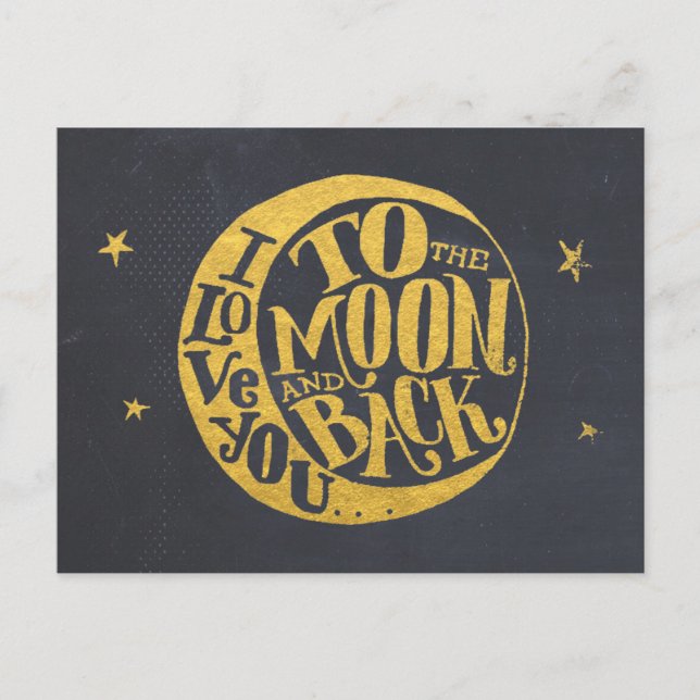 Love You To The Moon And Back Cute Romantic Postcard (Front)