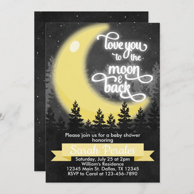 Love You to the Moon and Back Invitation Invite (Front/Back)