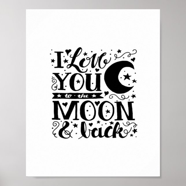 Love You To The Moon And Back Minimal Aesthetic De Poster (Front)