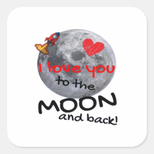 Love You To The Moon And Back Playful Style  Square Sticker