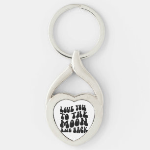 Love You To The Moon And Back Retro Classic Style  Key Ring