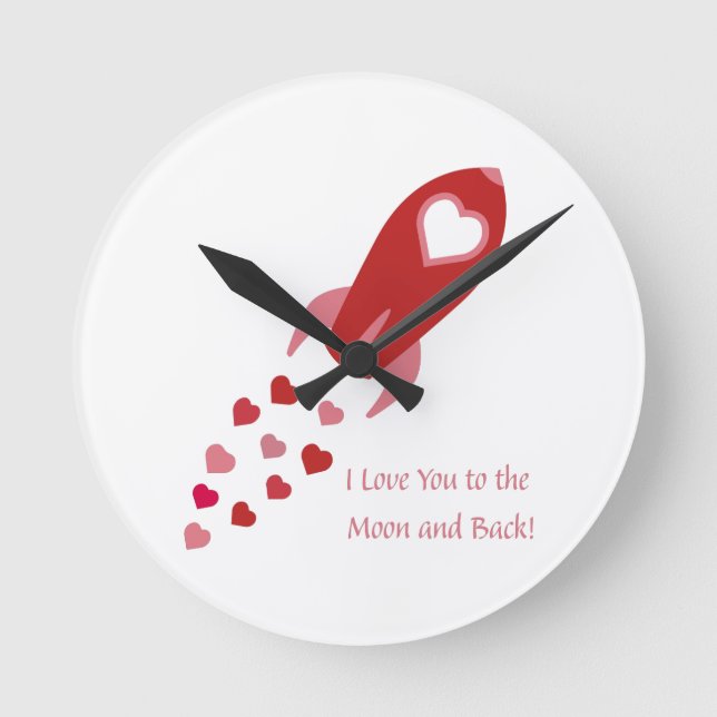Love You to the Moon and Back Rocket Ship Round Clock (Front)