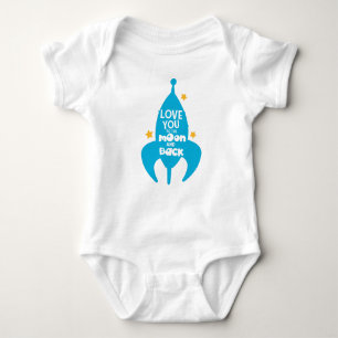 Love You To The Moon And Back, Rocket, Stars Baby Bodysuit