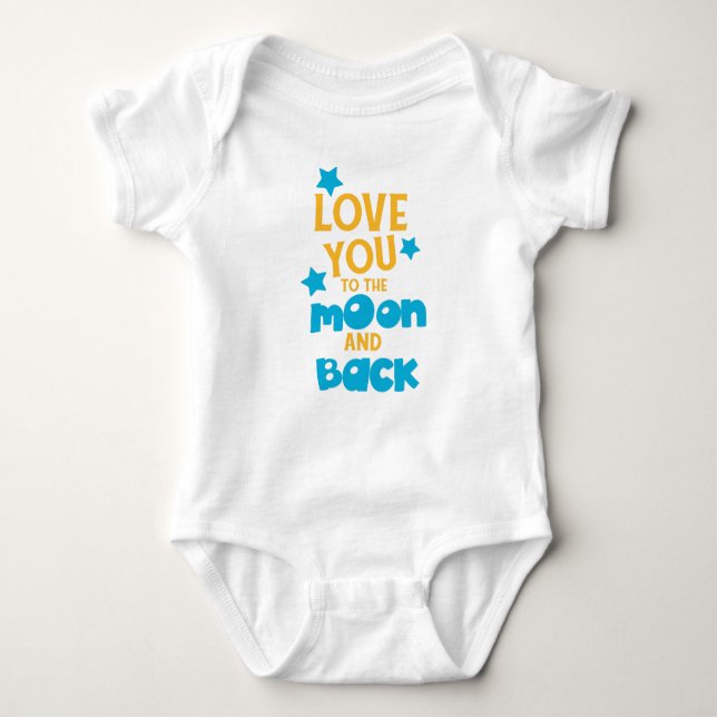 Love You To The Moon And Back, Stars Baby Bodysuit (Front)