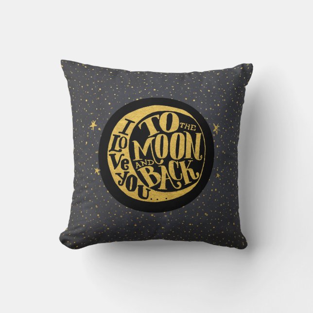 Love You To The Moon And Back - Stars Night Sky Cushion (Front)