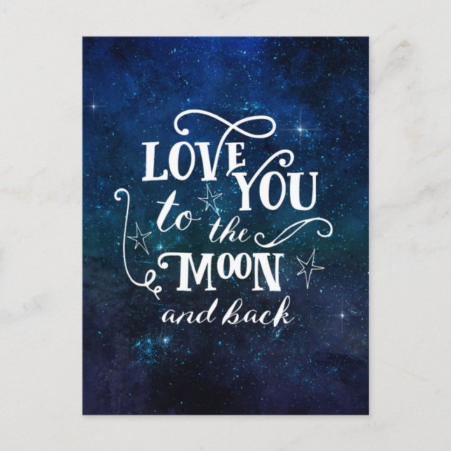 Love you to the moon and back stars postcard (Front)