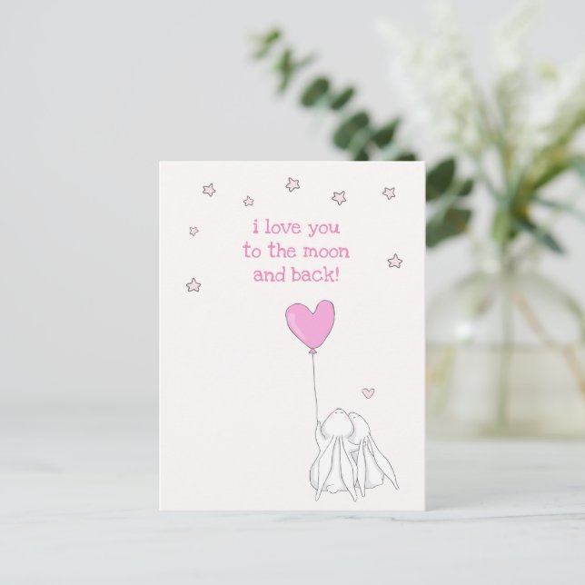 Love you to the moon and back! Valententine's Day Postcard (Standing Front)