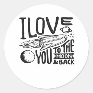 Love You To The Moon And Back Valentines Day Heart Classic Round Sticker