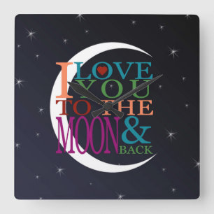 Love You to the Moon & Back Square Wall Clock