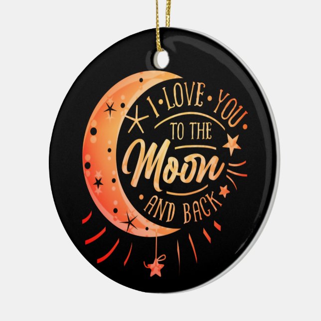 Love You To The Moon Black Ceramic Circle Ornament (Left)
