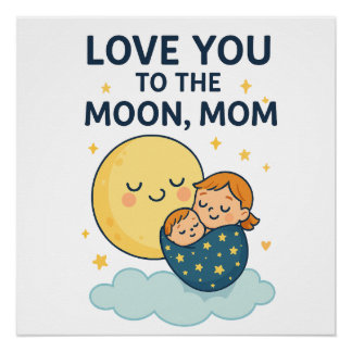 Love you to the Moon Mum T-Shirt Poster