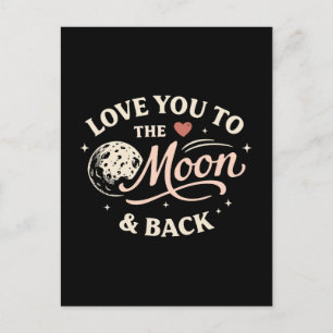 Love You to the Moon Retro Classic Valentine Postcard