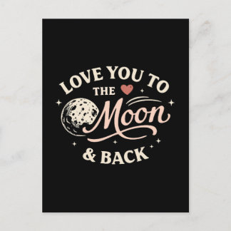 Love You to the Moon Retro Classic Valentine Postcard