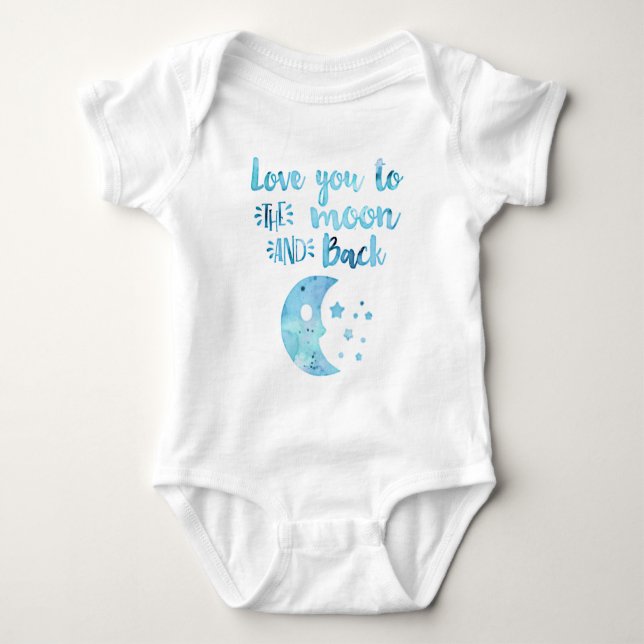 Love You to the Moon Typography Quote Trendy Baby Bodysuit (Front)