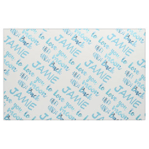 Love You To The Moon Watercolor Baby Boy Fabric