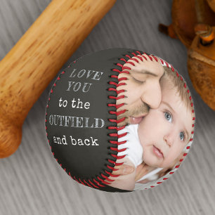 Love you to the Outfield and Back Black Photo Baseball