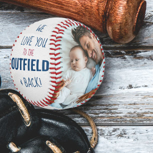 Love you to the Outfield Photo White Leather Look Baseball
