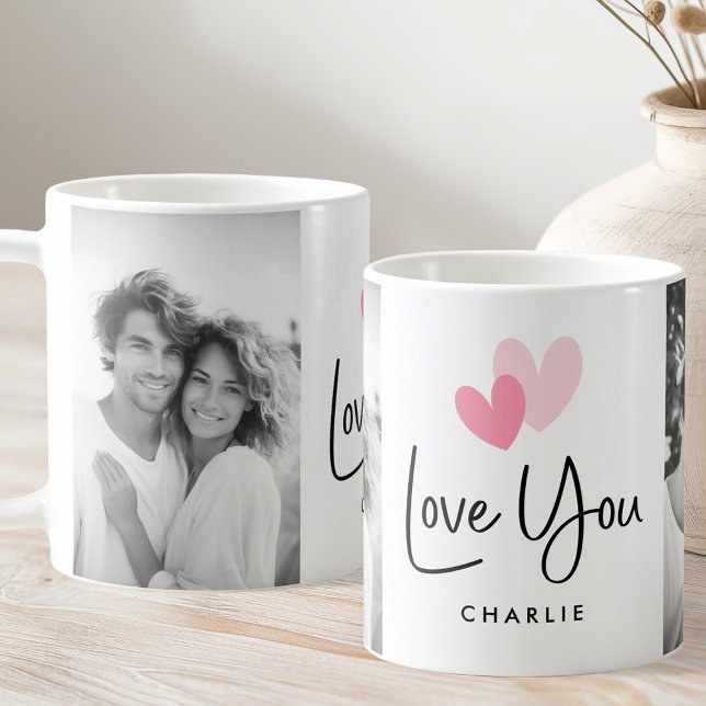 Love you Valentines day cute hearts name photo Coffee Mug (Love you Valentines day cute hearts name photo Coffee Mug)