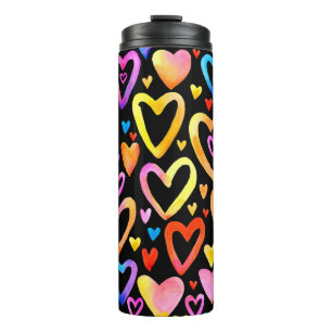 Love you. Watercolor illustration heart. Valentin Thermal Tumbler