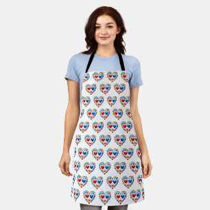 Love you with colourful hearts apron