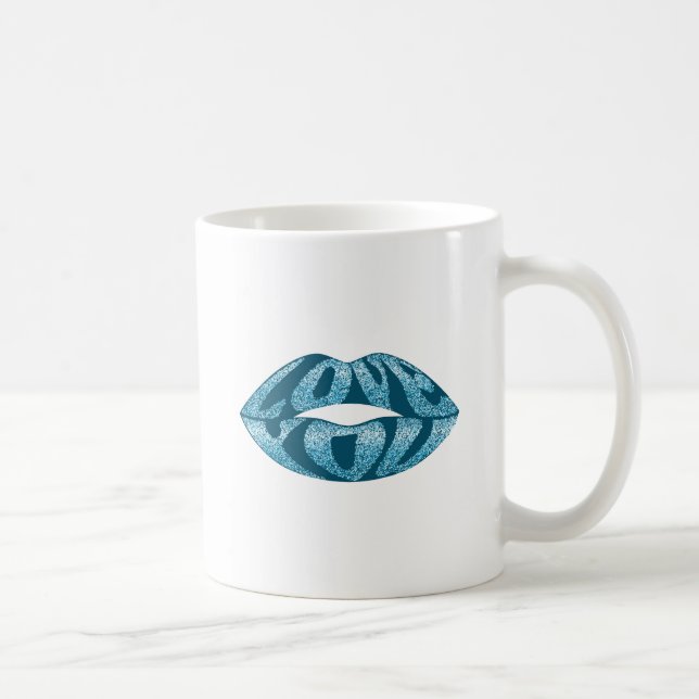 Love you with glitter letters inside lips coffee mug (Right)