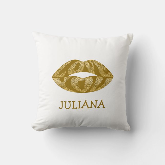 Love you with glitter letters inside lips cushion (Front)