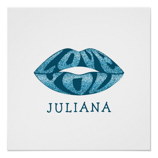 Love you with glitter letters inside lips poster (Front)