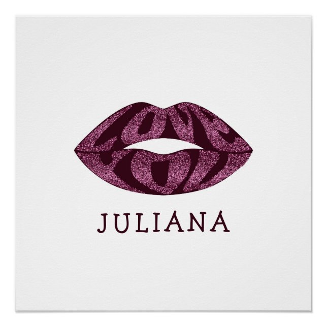 Love you with glitter letters inside lips poster (Front)