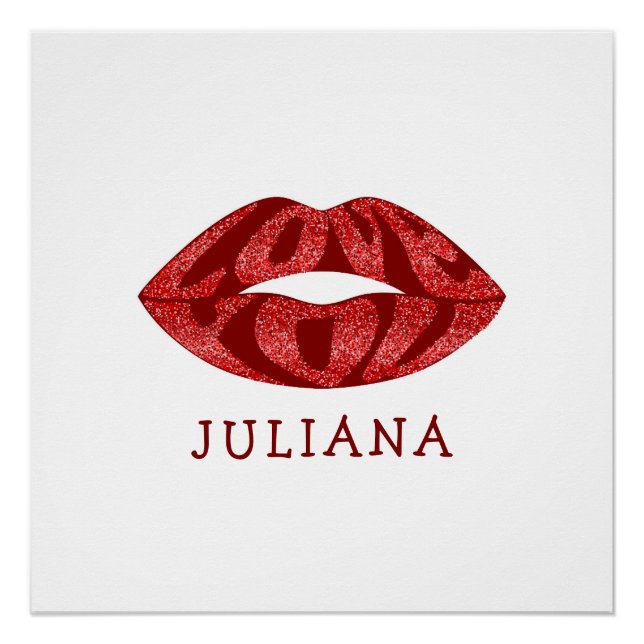 Love you with glitter letters inside lips poster (Front)