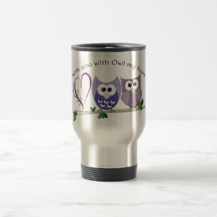 Love you with Owl my heart, cute Owls art Travel Mug
