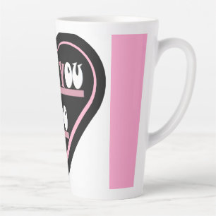 Love you with ribbon design pink colour latte mug