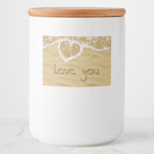 "Love you" written in Sand - Food Container Label