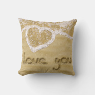 "Love you" written in sand - Pillow