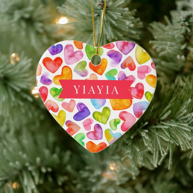 Love You Yiayia | 2 sided Ceramic Ornament (Tree)