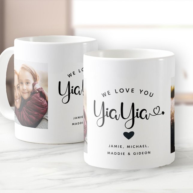 Love you YiaYia Hearts Custom Two Photo Coffee Mug (Creator Uploaded)