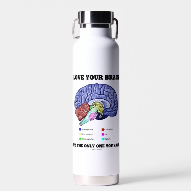 Love Your Brain It's The Only One You Have Advice Water Bottle (Front)