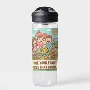 Love Your Family More Than Money Water Bottle