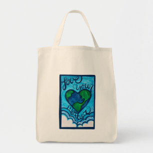 Love your mother earth day earthy heart tote bag