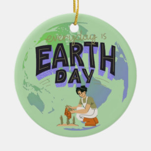 "Love Your Mother: Earth Day Every Day" Ceramic Tree Decoration