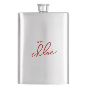 Love “Your Name” Red Typography Classic Flask