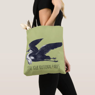 Love Your National Parks Grey Heron Tote Bag