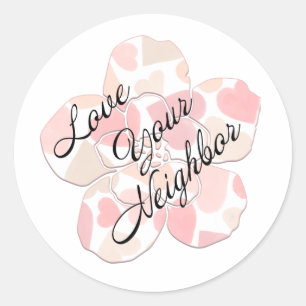 Love Your Neighbor Heart-filled Flower Classic Round Sticker
