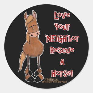 Love Your NEIGHbor Horse Rescue Classic Round Sticker