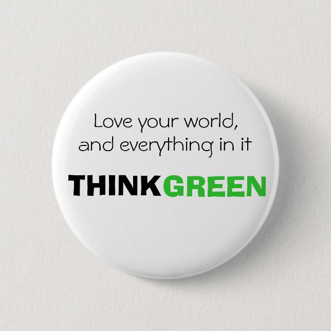 Love your world, and everything in it. THINK GREEN 6 Cm Round Badge (Front)