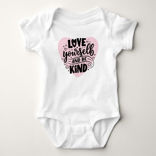 Love yourself and be kind  baby bodysuit (Front)